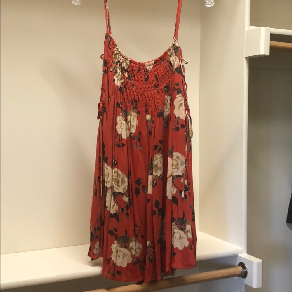 Orange floral strap dress